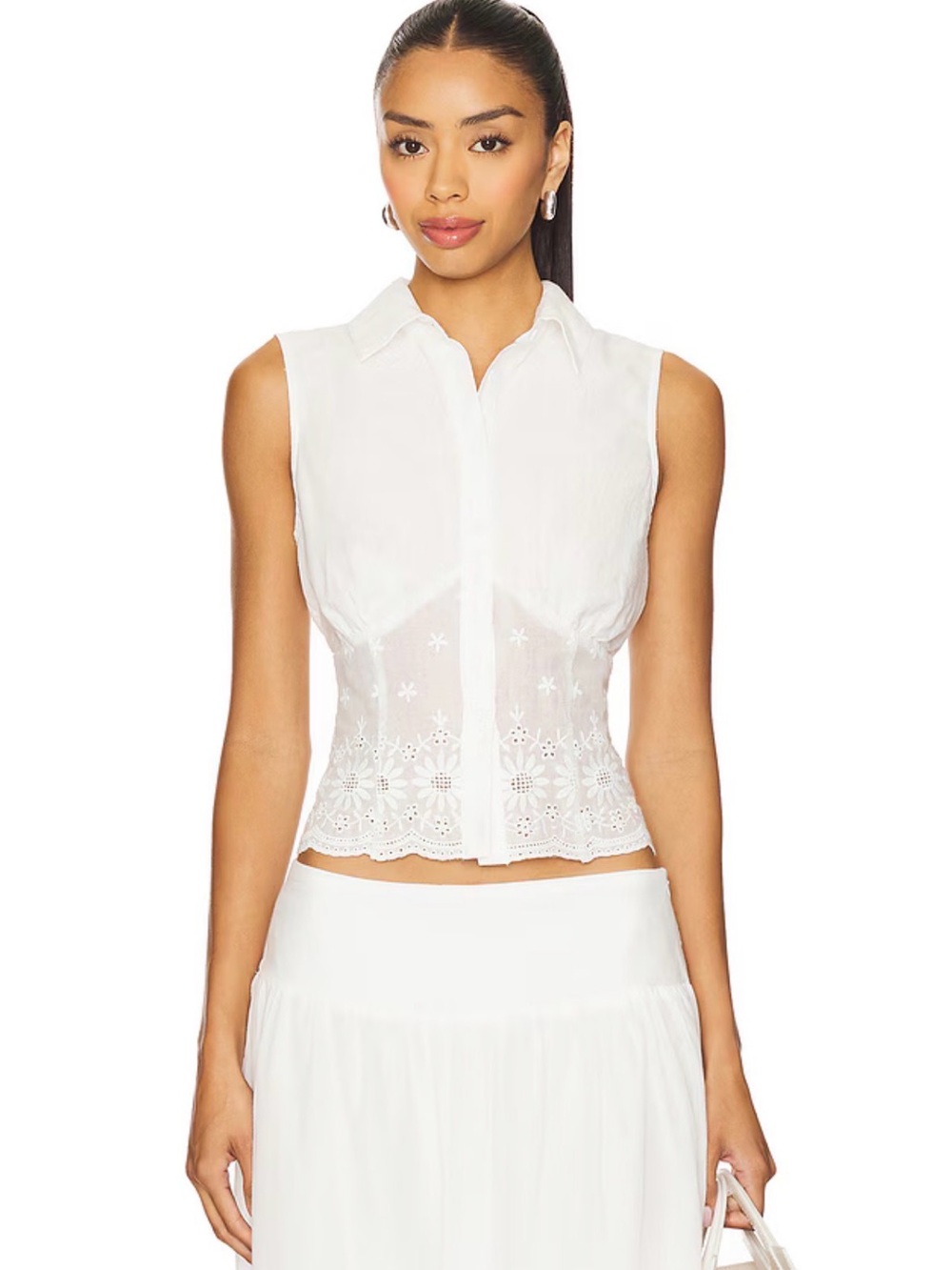 MORE TO COME Danie Button Up Top in White